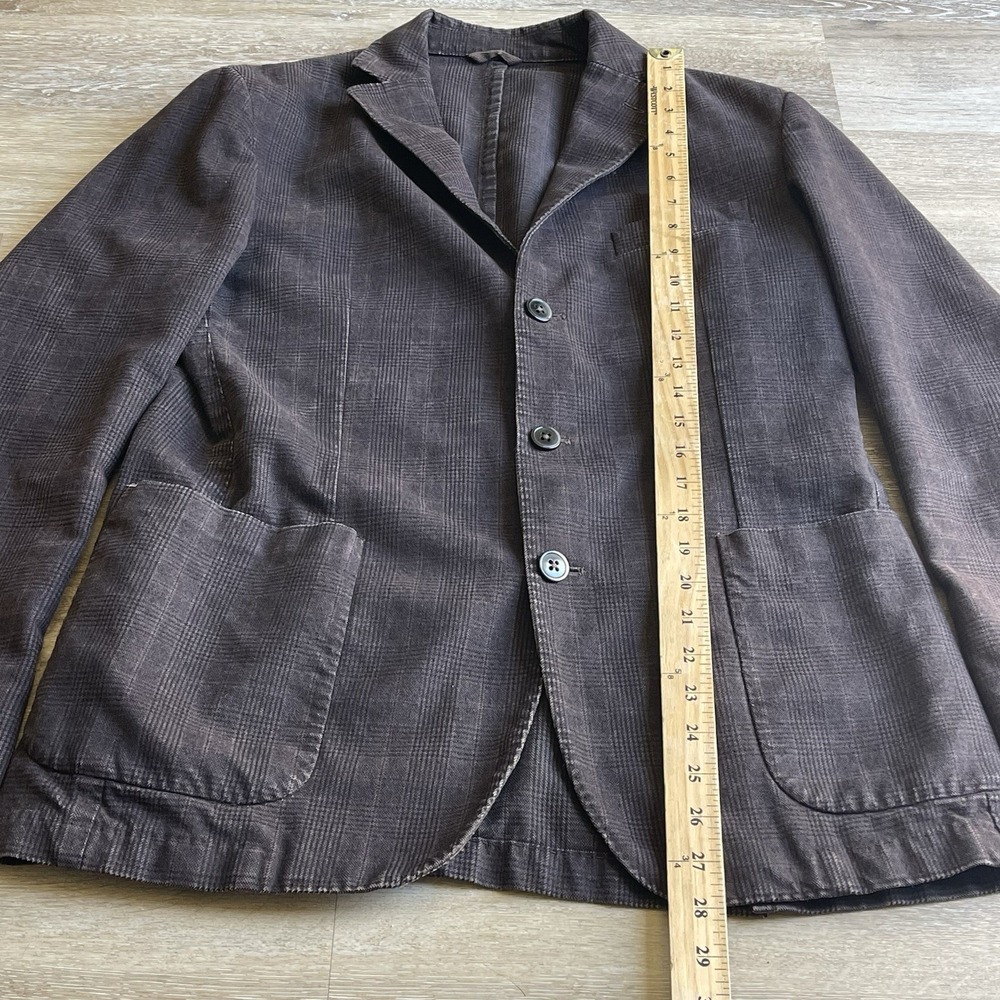 L.B.M 1911 Tailored Sport Coat Brown Glen Plaid Italy Cotton IT 50 US 40R - Picture 2 of 11